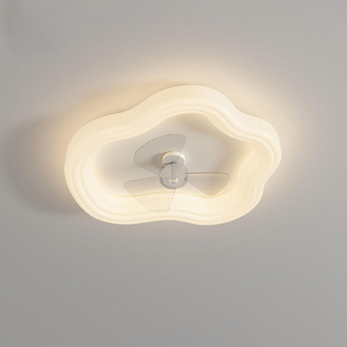 Minimalist Clear Blades White Cloud Ceiling Fan Light Image - 10