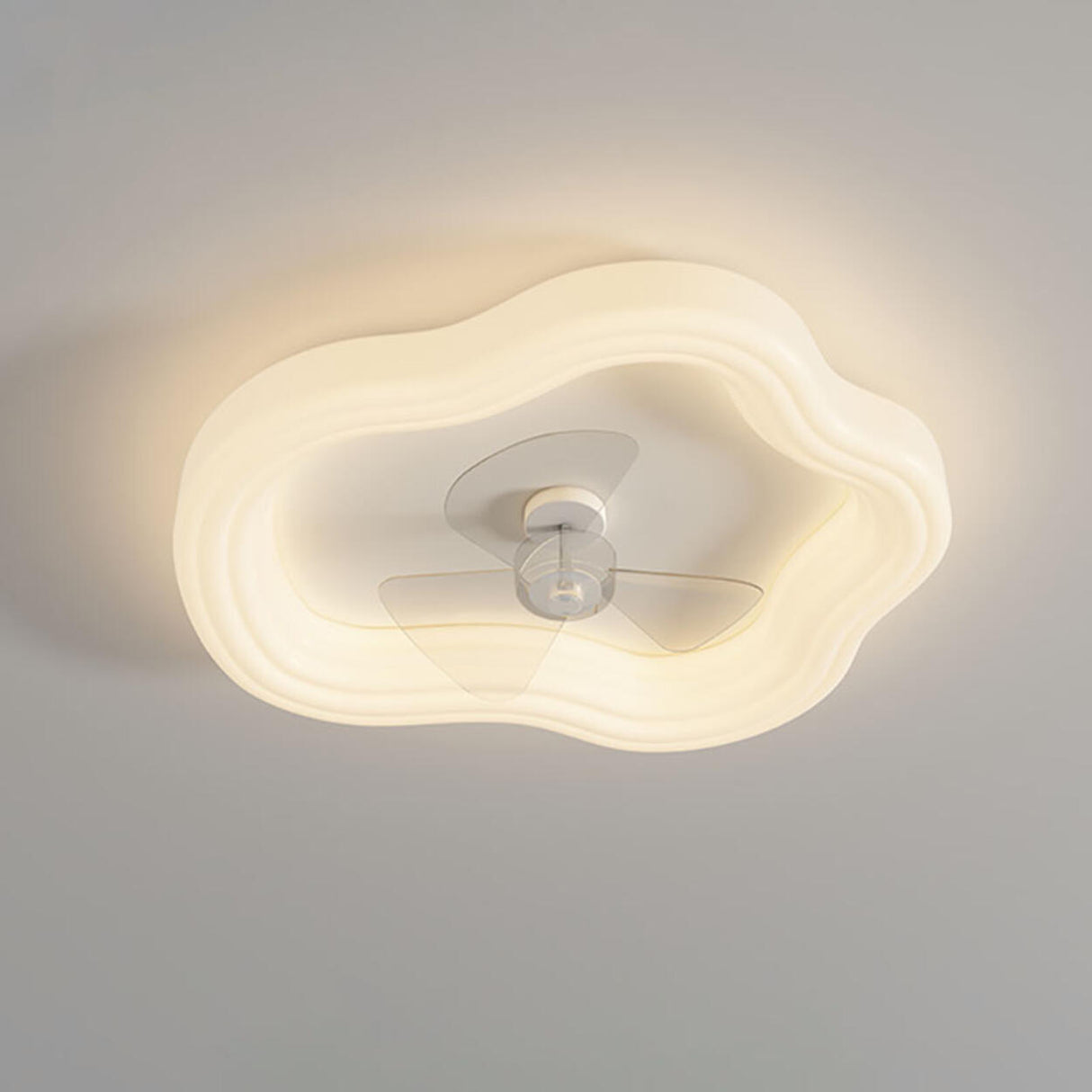 Minimalist Clear Blades White Cloud Ceiling Fan Light Image - 11