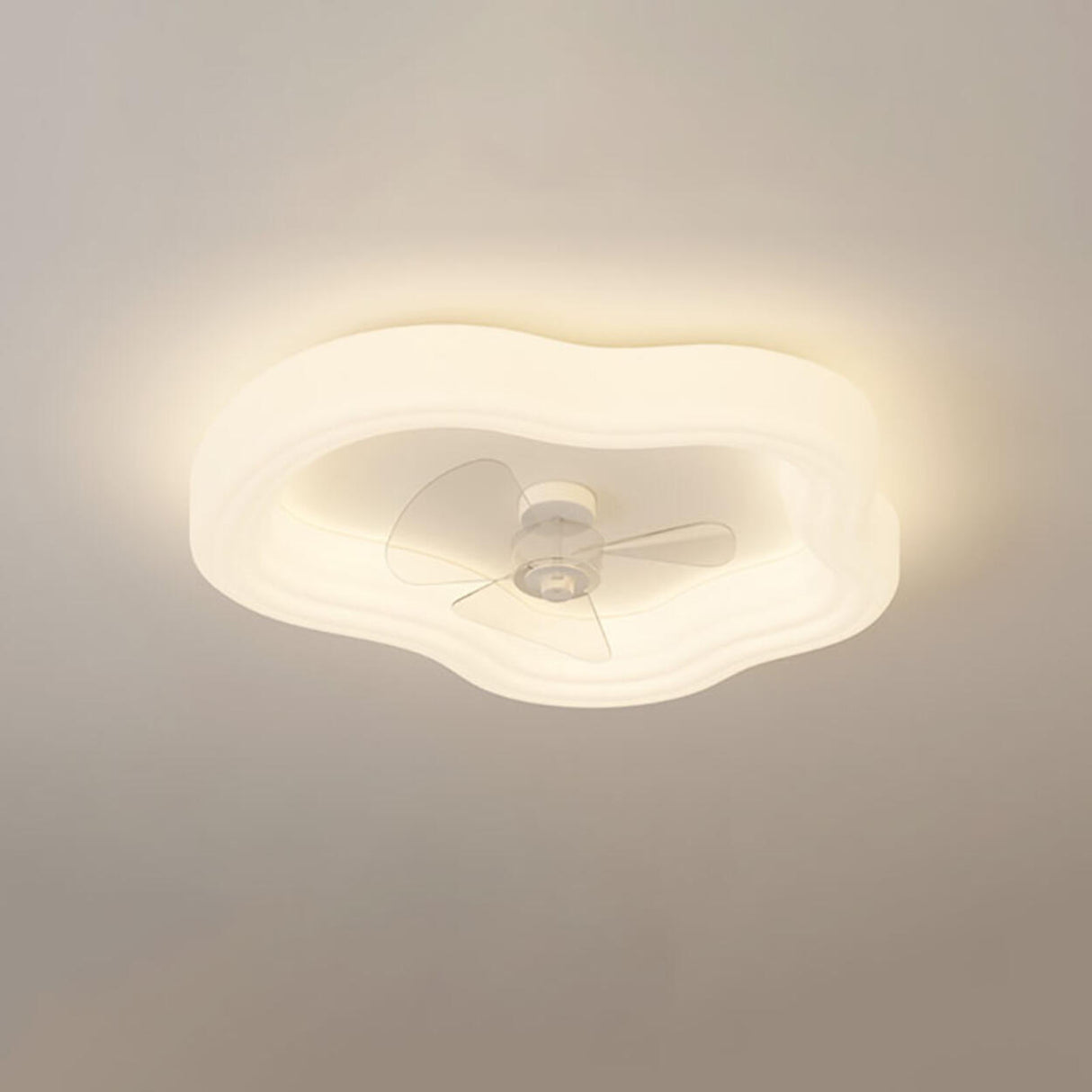 Minimalist Clear Blades White Cloud Ceiling Fan Light Image - 12