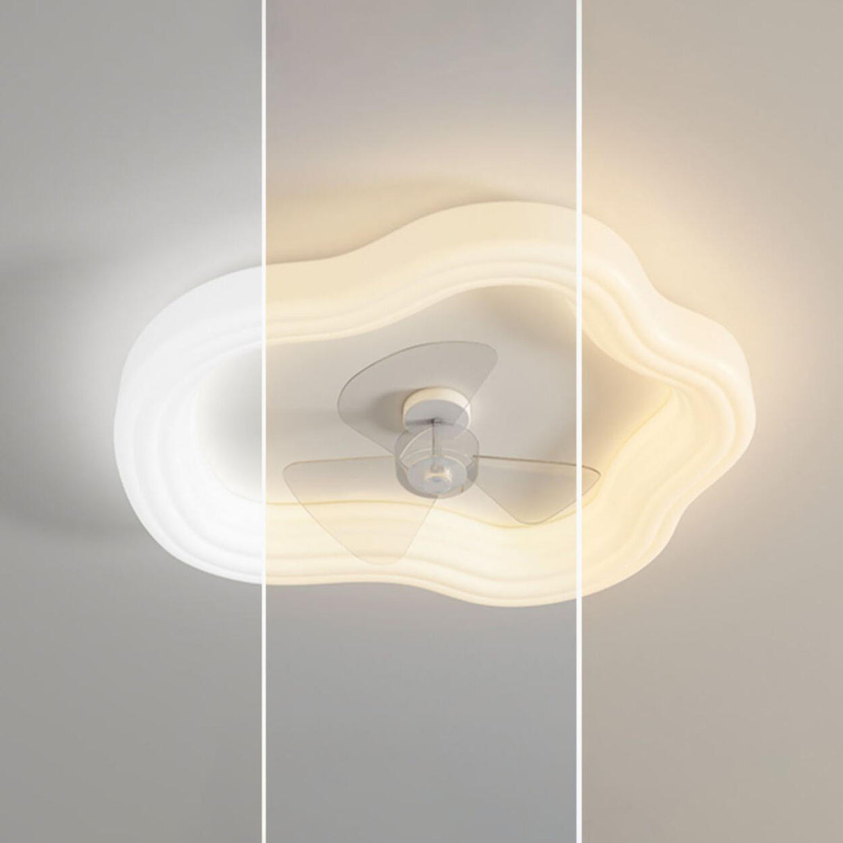 Minimalist Clear Blades White Cloud Ceiling Fan Light Image - 14