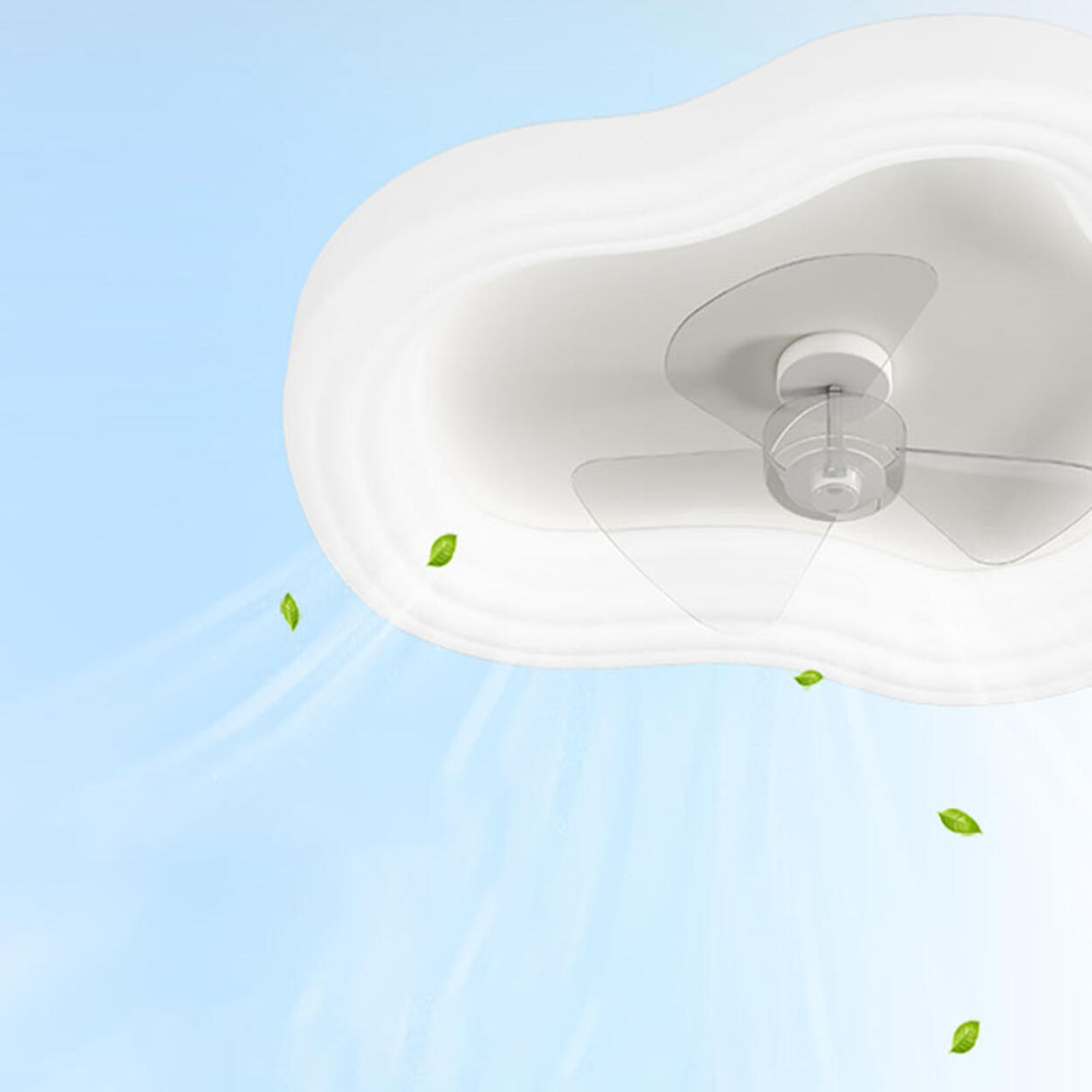 Minimalist Clear Blades White Cloud Ceiling Fan Light Image - 17