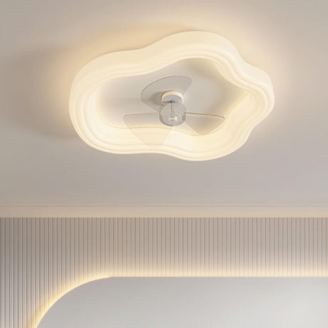 Minimalist Clear Blades White Cloud Ceiling Fan Light Image - 2