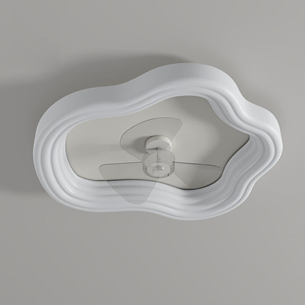 Minimalist Clear Blades White Cloud Ceiling Fan Light Image - 6