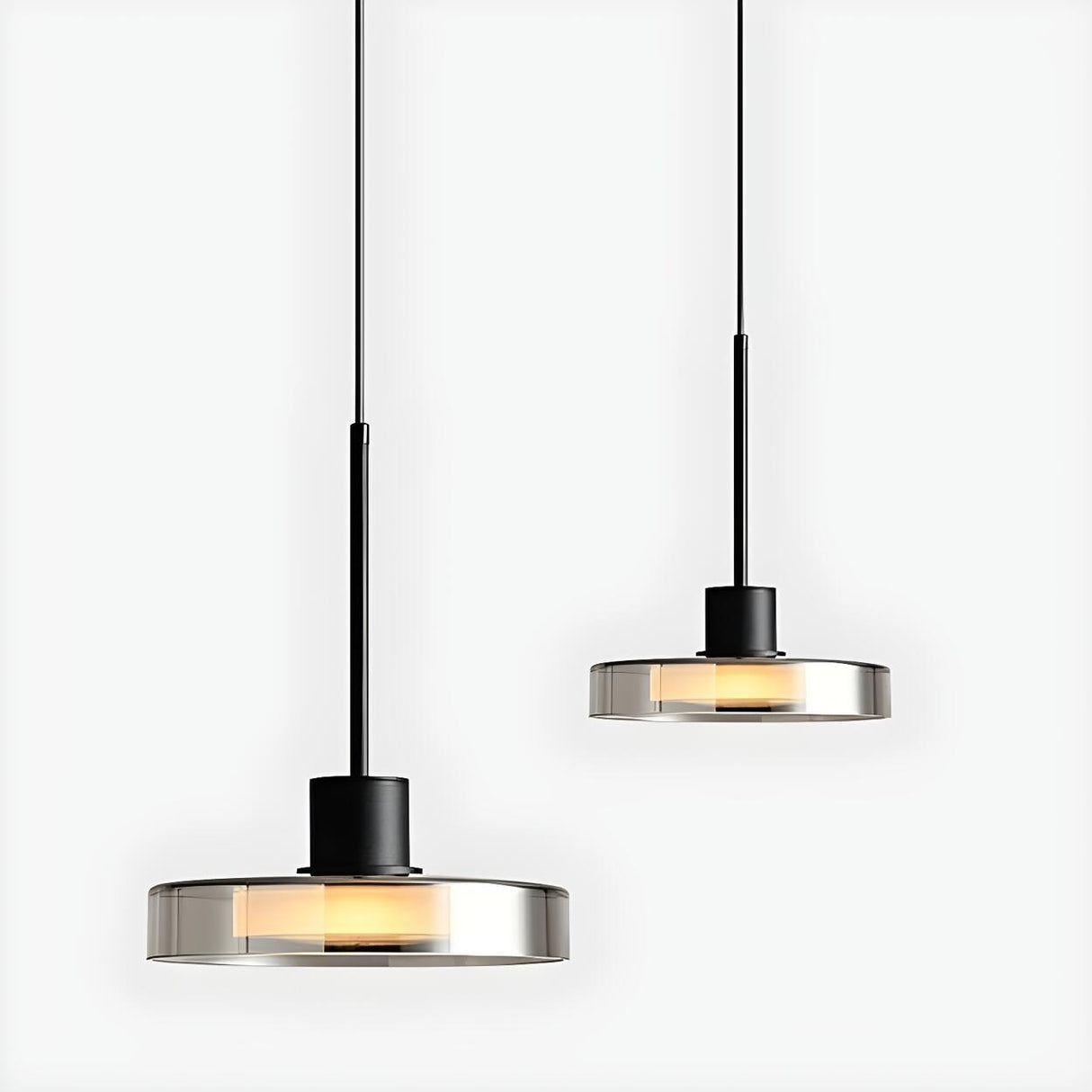 Minimalist Clear Glass Circular Pendant Light Image - 7