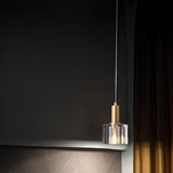 MInimalist Clear Rock Cube Crystal Pendant Light Bedroom Image - 4