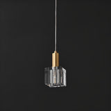 MInimalist Clear Rock Cube Crystal Pendant Light Bedroom Image - 6