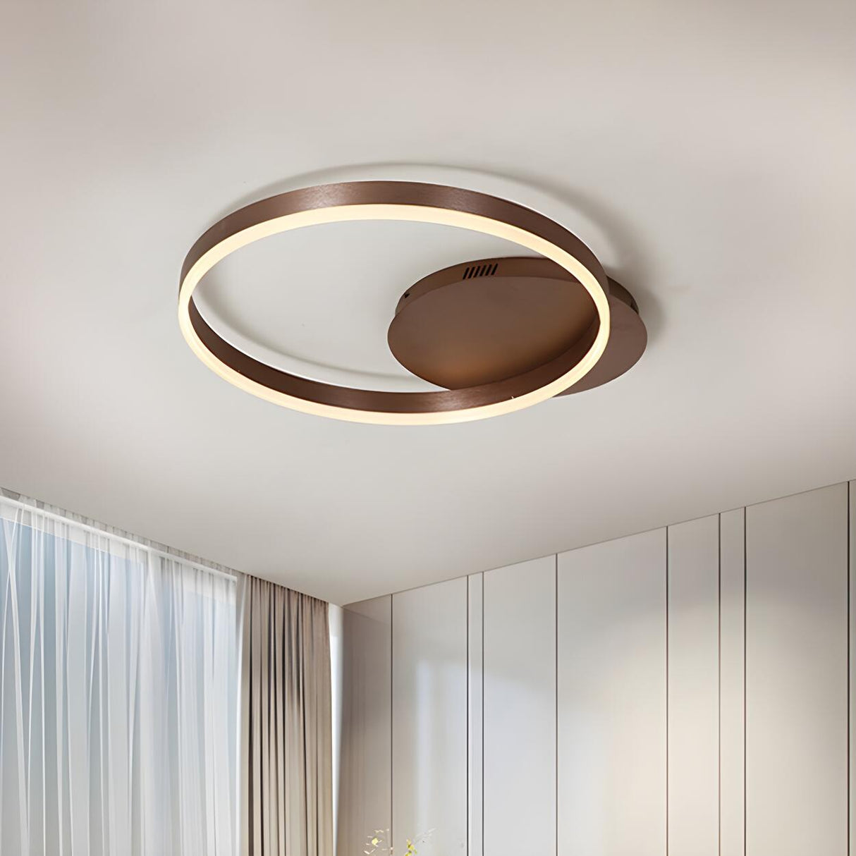 Minimalist Coffee Circular LED Flush Mount Ceiling Lamp Image - 1