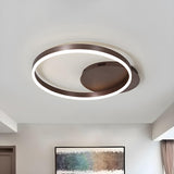 Minimalist Coffee Circular LED Flush Mount Ceiling Lamp Image - 2