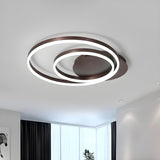 Minimalist Coffee Circular LED Flush Mount Ceiling Lamp Image - 5