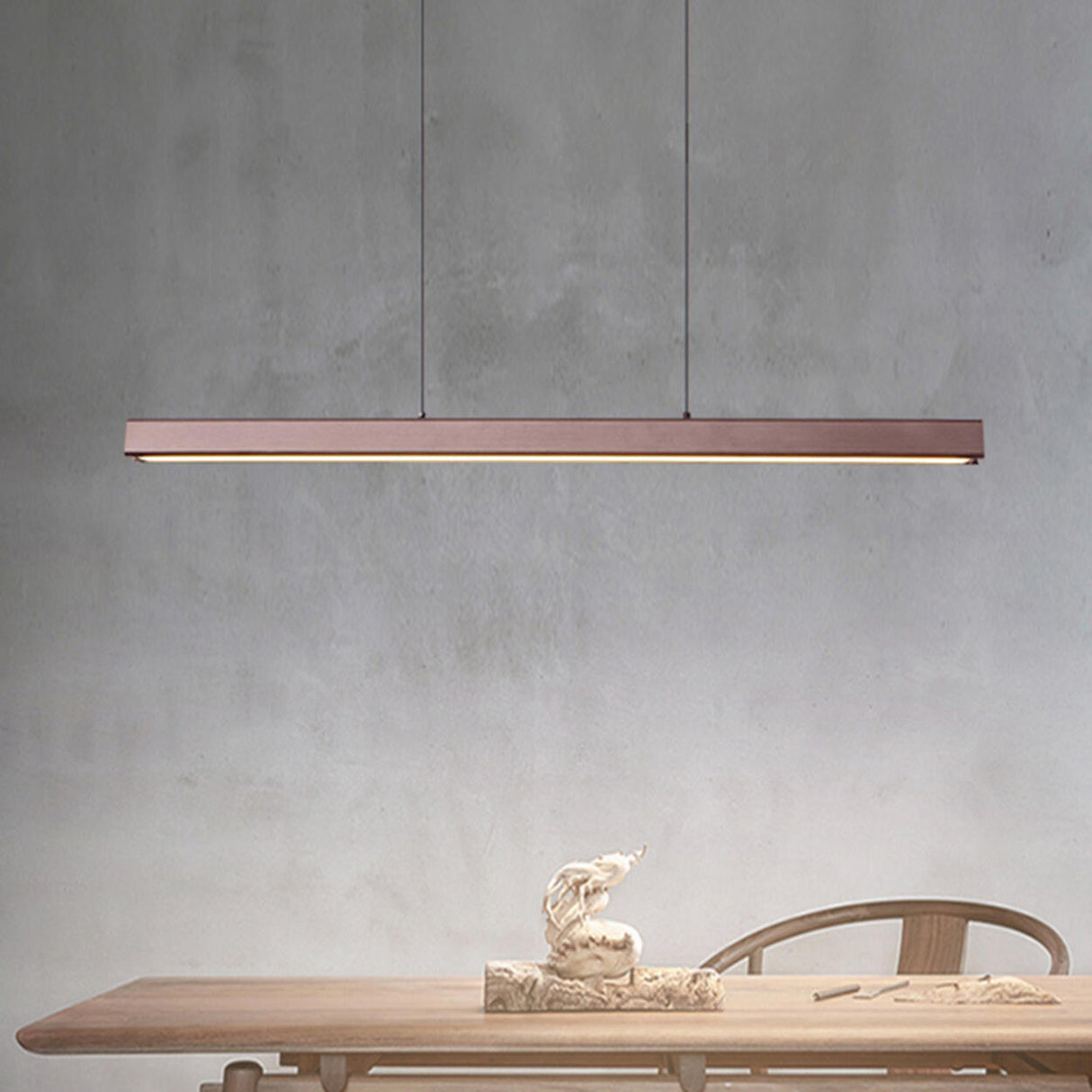 Minimalist Coffee Rectangular Island Pendant Light Image - 3