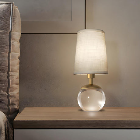 Minimalist Column Lampshade Glass Ball Base Table Lamp Image - 1