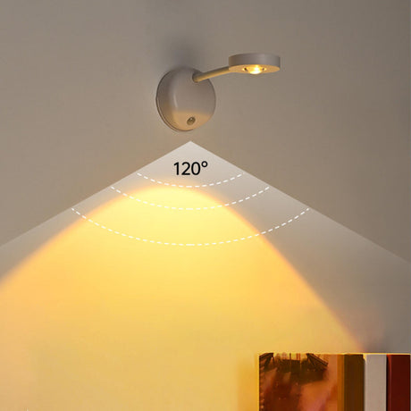 Minimalist Compact Round Rotating LED Wall Sconce Image - 2