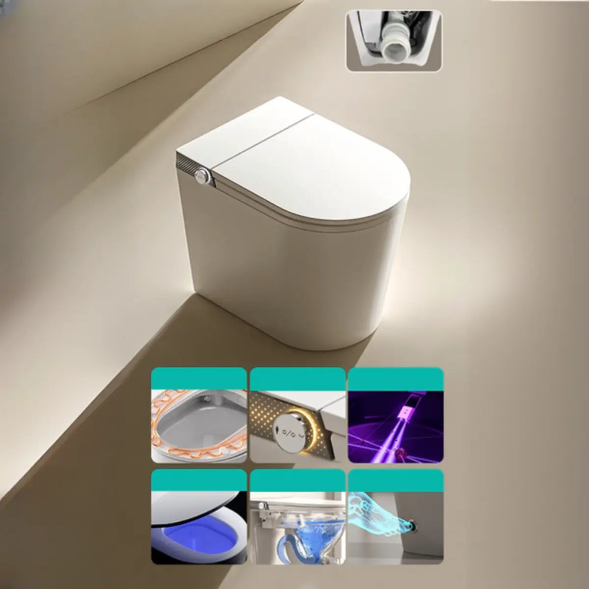 Minimalist Concealed Tank Super Vortex Siphon Flush Toilet Image - 3