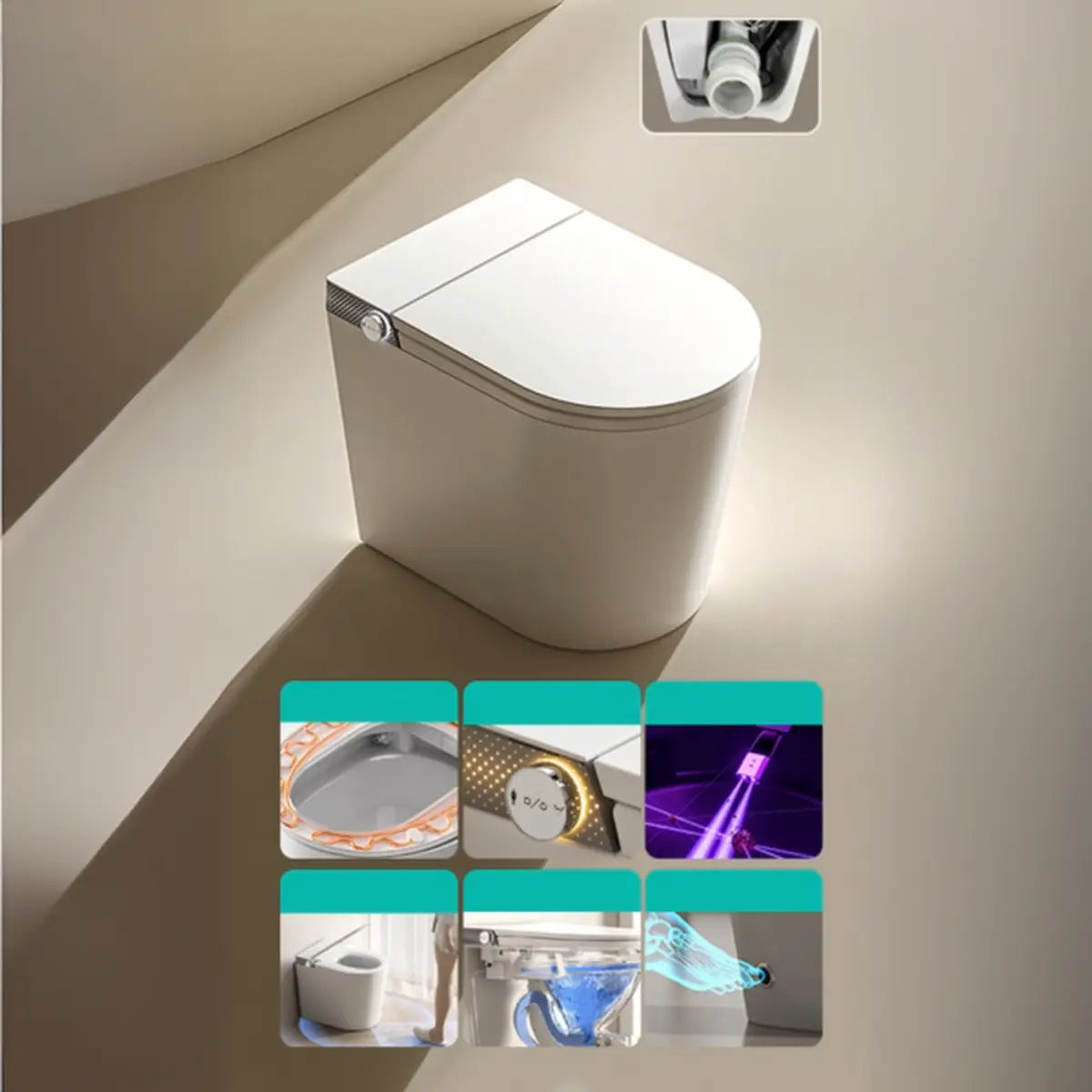 Minimalist Concealed Tank Super Vortex Siphon Flush Toilet Image - 5