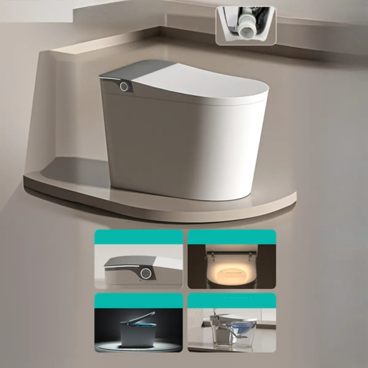 Minimalist Concealed Tank Super Vortex Siphon Flush Toilet Image - 7