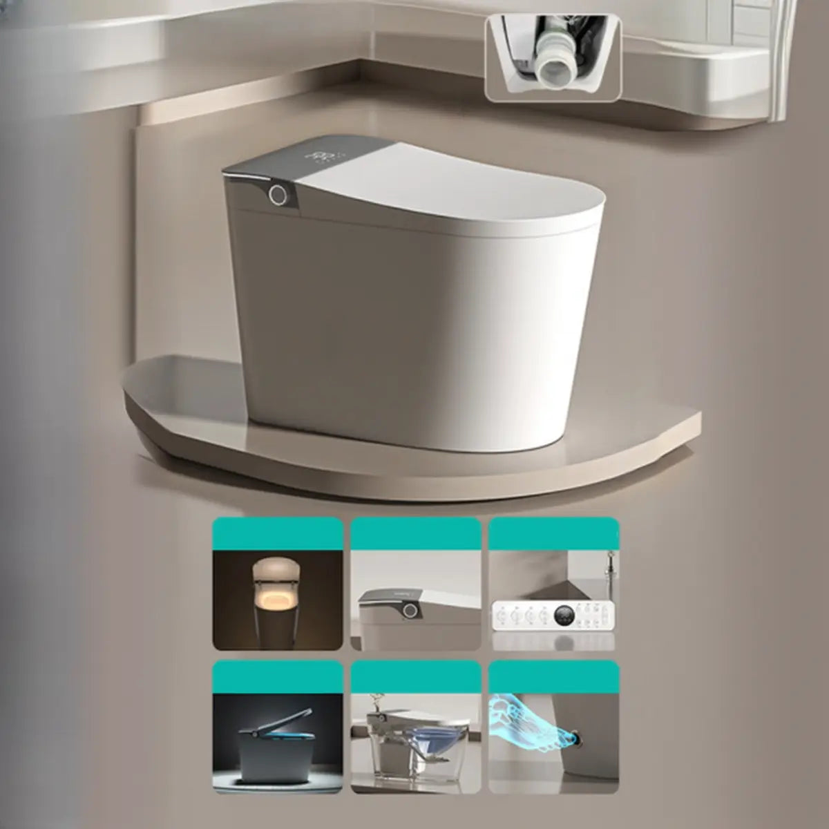 Minimalist Concealed Tank Super Vortex Siphon Flush Toilet Image - 9