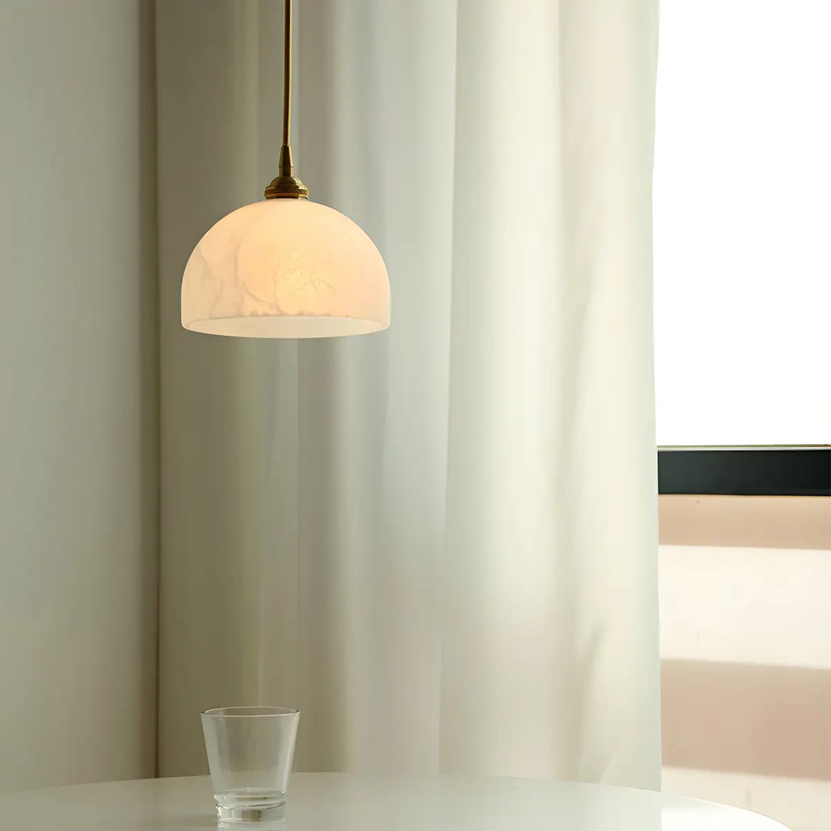 Minimalist Cone Alabaster White Adjustable Pendant Light Image - 3