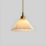 Minimalist Cone Alabaster White Adjustable Pendant Light Image - 7