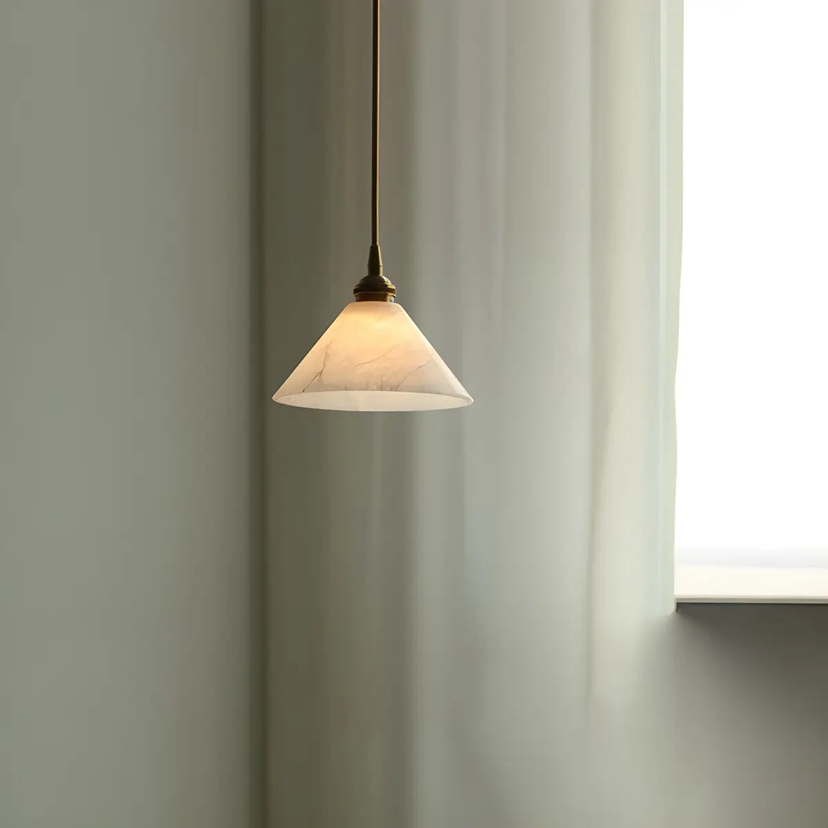 Minimalist Cone Alabaster White Adjustable Pendant Light Image - 9