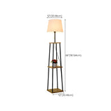 Minimalist Cone Black Metal Floor Lamp with Shelf #size