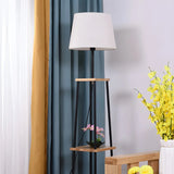 Minimalist Cone Black Metal Floor Lamp with Shelf Image - 3