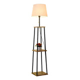 Minimalist Cone Black Metal Floor Lamp with Shelf Image - 6