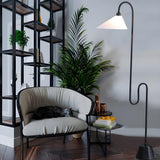 Minimalist Cone Modern Black Curved Floor Lamp Image - 4