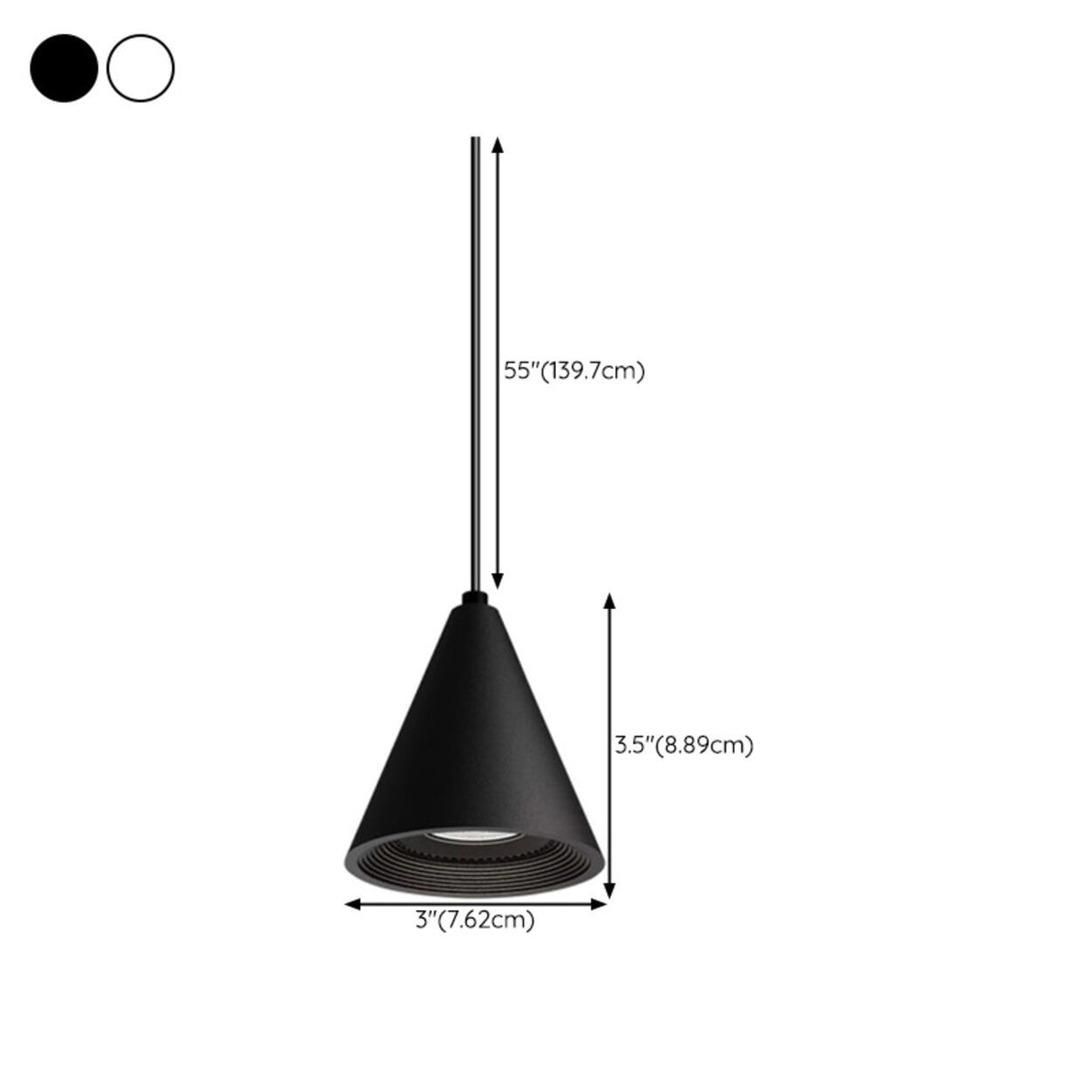 Minimalist Conical Metal Pendant Light Adjustable Cord 