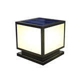 Minimalist Cube Metal Black Outdoor Post Table Lamp Image - 2