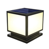 Minimalist Cube Metal Black Outdoor Post Table Lamp Image - 6