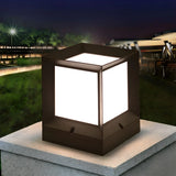 Minimalist Cube Metal Modern Outdoor Pillar Lamp Black Image - 1