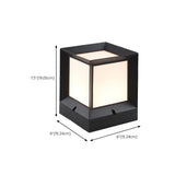 Minimalist Cube Metal Modern Outdoor Pillar Lamp Black #size