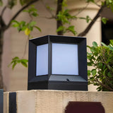 Minimalist Cube Metal Modern Outdoor Pillar Lamp Black Image - 4