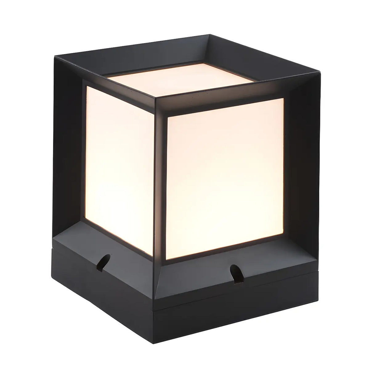 Minimalist Cube Metal Modern Outdoor Pillar Lamp Black Image - 5