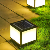 Minimalist Cube Metal Outdoor Post Garden Lamp 2 Bulbs Image - 11