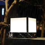 Minimalist Cube Metal Outdoor Post Garden Lamp 2 Bulbs Image - 12