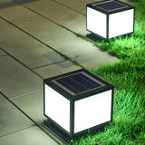 Minimalist Cube Metal Outdoor Post Garden Lamp 2 Bulbs Image - 14