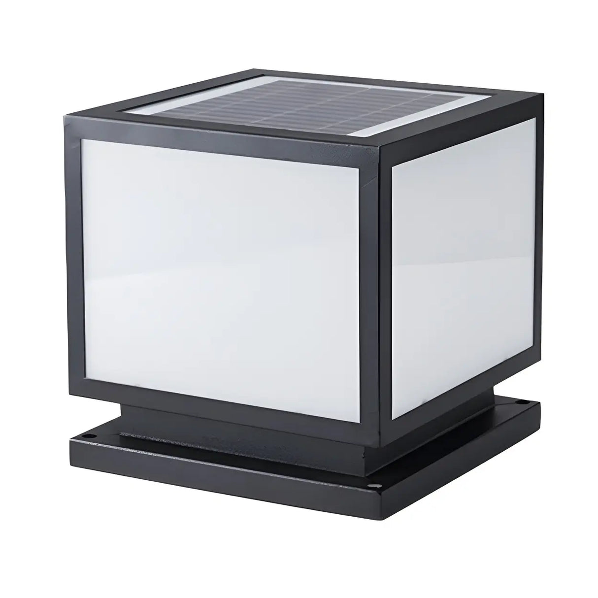 Minimalist Cube Metal Outdoor Post Garden Lamp 2 Bulbs Image - 5