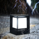 Minimalist Cube Metal Outdoor Post Table Lamp Black Image - 13