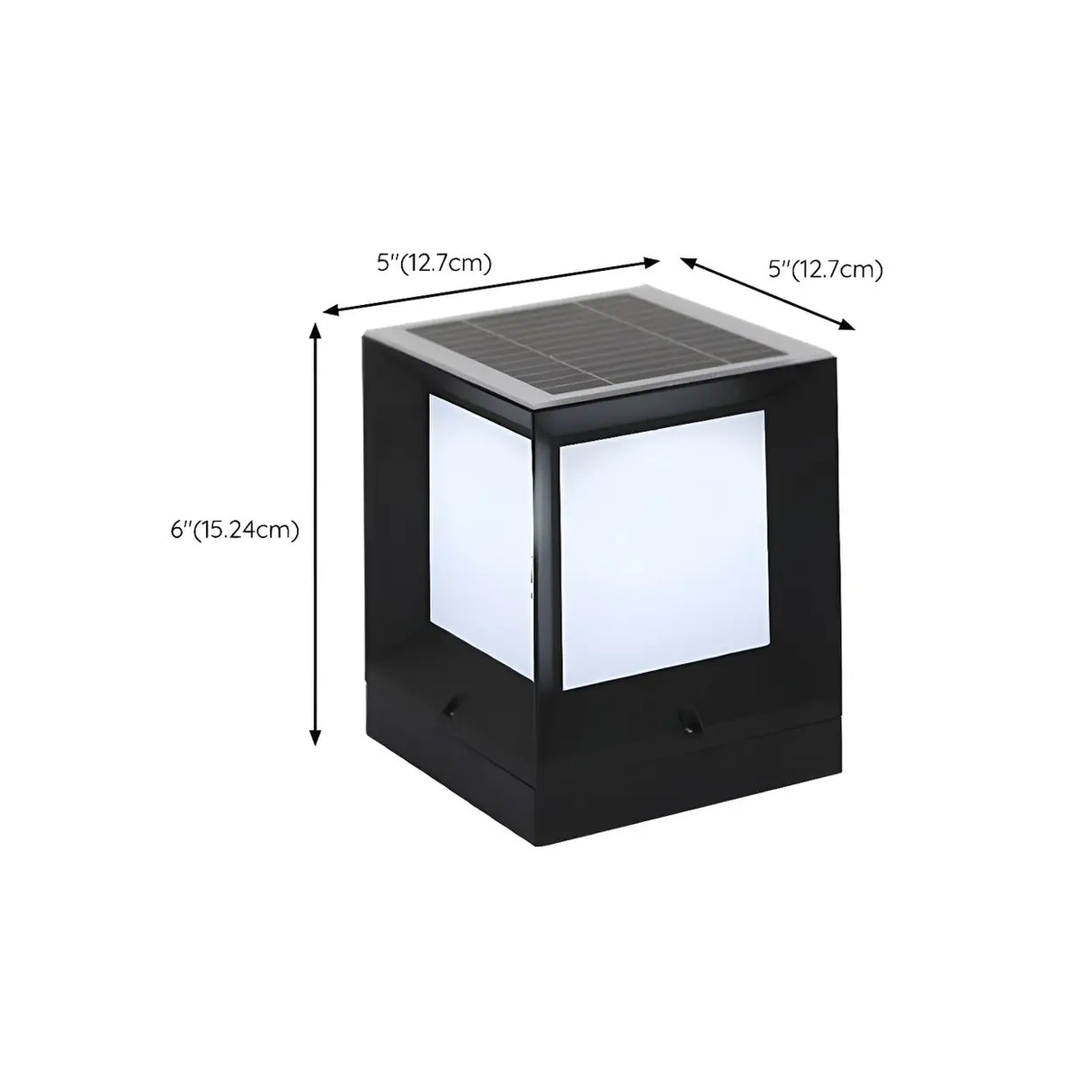 Minimalist Cube Metal Outdoor Post Table Lamp Black 