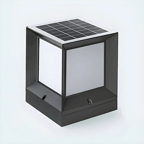 Minimalist Cube Metal Outdoor Post Table Lamp Black Image - 2