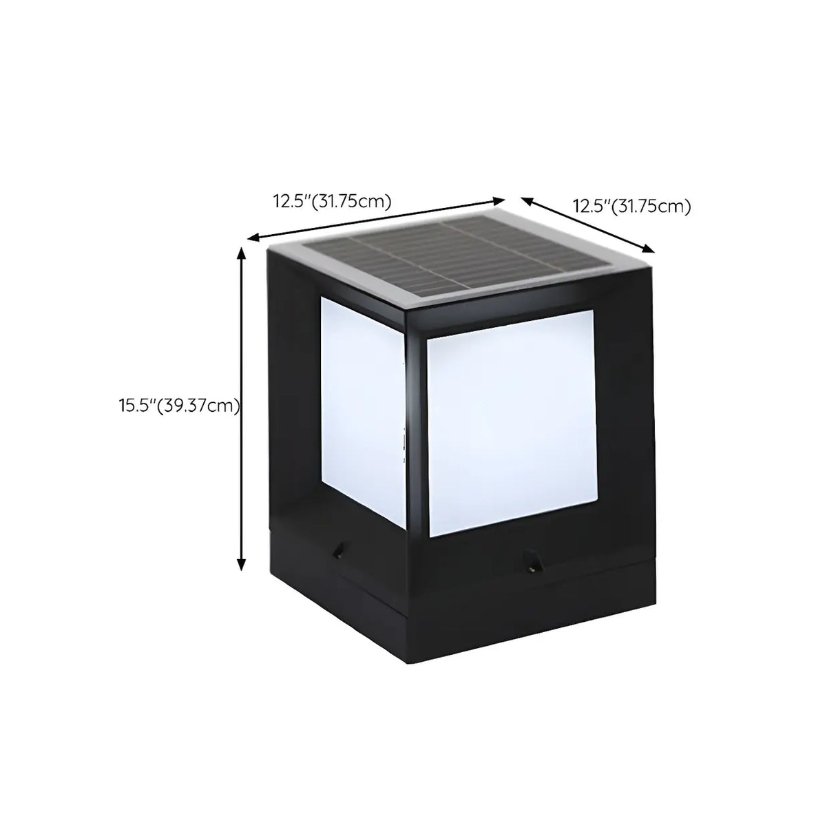 Minimalist Cube Metal Outdoor Post Table Lamp Black Image - 21