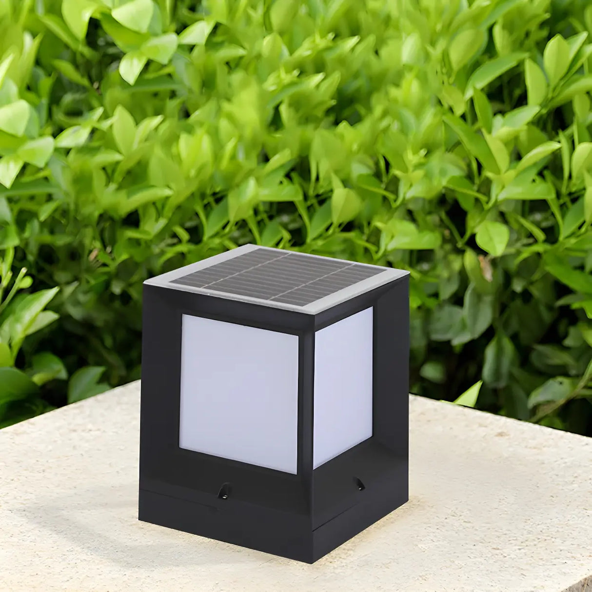 Minimalist Cube Metal Outdoor Post Table Lamp Black Image - 3