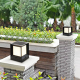 Minimalist Cube Metal Outdoor Post Table Lamp Black Image - 4