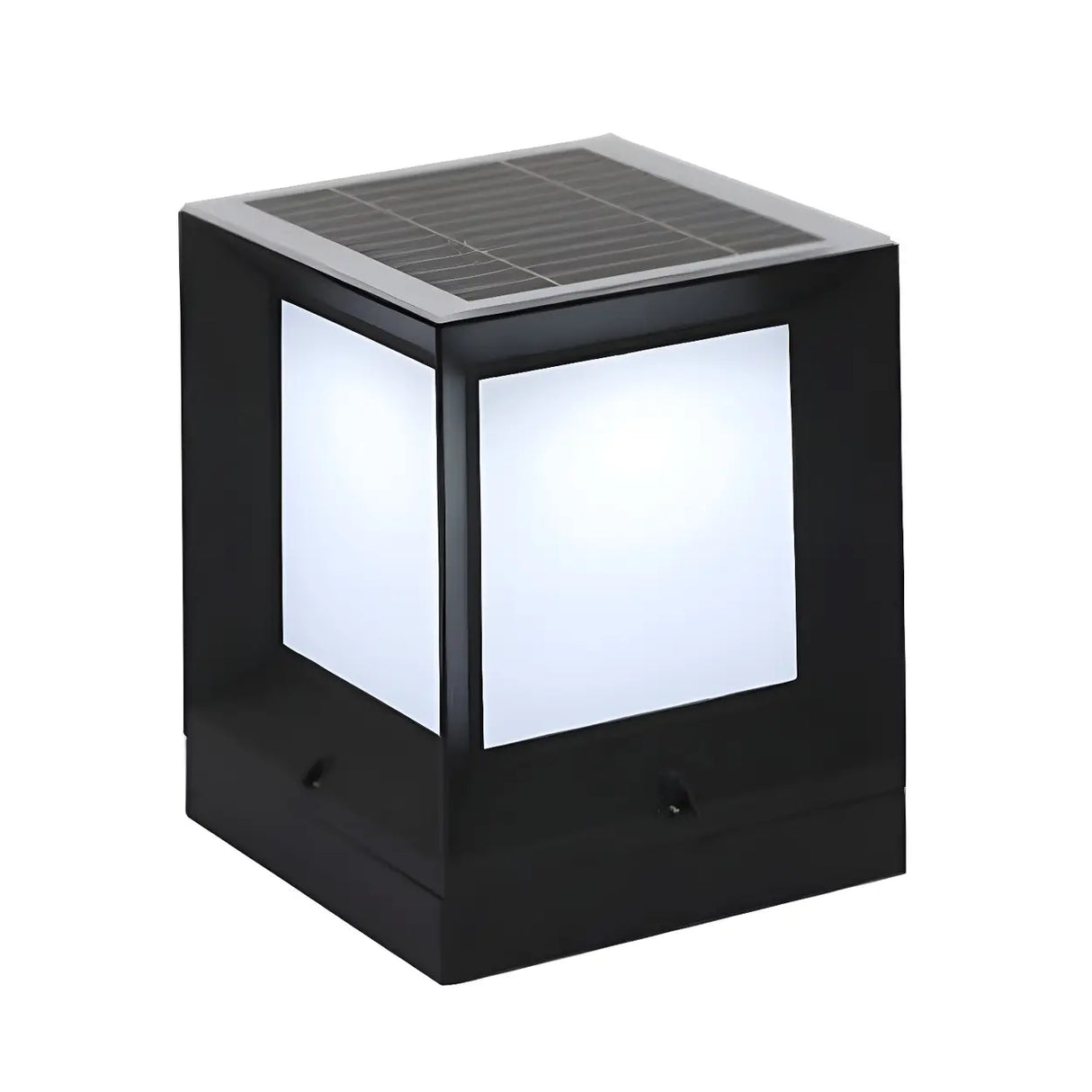 Minimalist Cube Metal Outdoor Post Table Lamp Black Image - 6