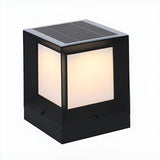 Minimalist Cube Metal Outdoor Post Table Lamp Black Image - 8