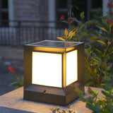 Minimalist Cube Solar Black Metal Outdoor Table Lamp Image - 1