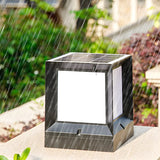 Minimalist Cube Solar Black Metal Outdoor Table Lamp Image - 12