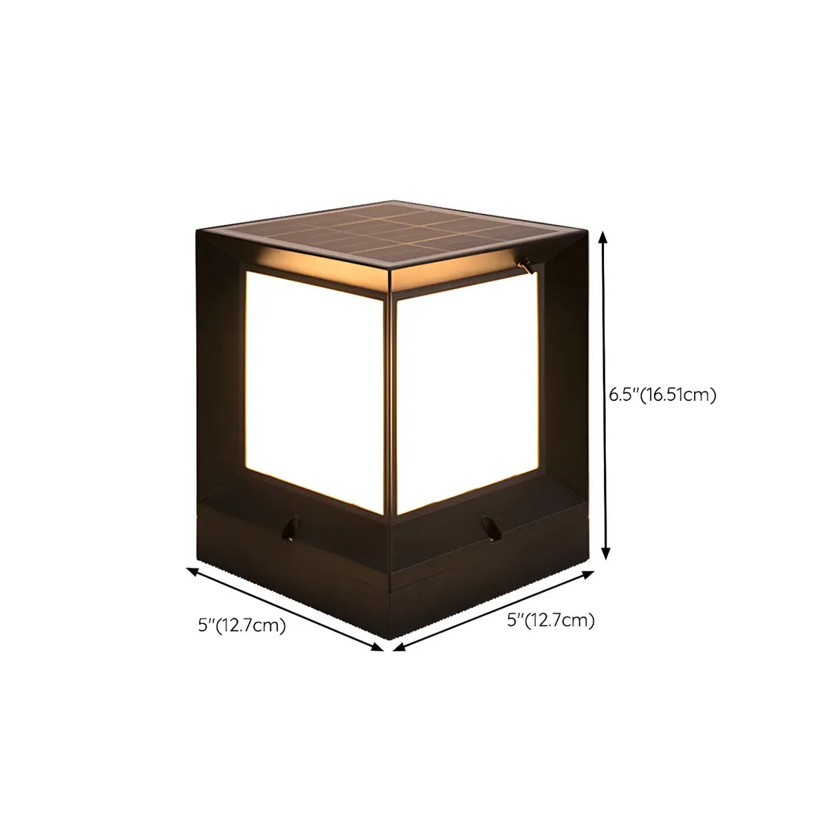 Minimalist Cube Solar Black Metal Outdoor Table Lamp 