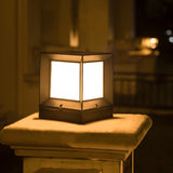 Minimalist Cube Solar Black Metal Outdoor Table Lamp Image - 3